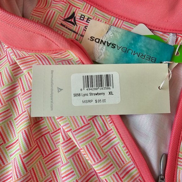 Bermuda Sands Women XL UPF 50+ Lyric Strawberry Sleeveless Golf Dress Pink Green - Picture 4 of 15
